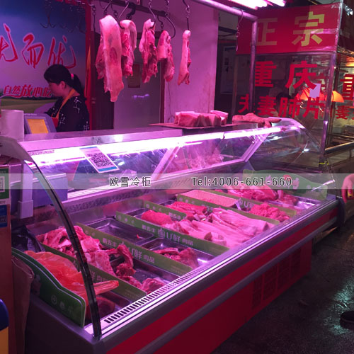 D028湖南省长沙市芙蓉区朝阳生鲜市场猪肉保鲜柜